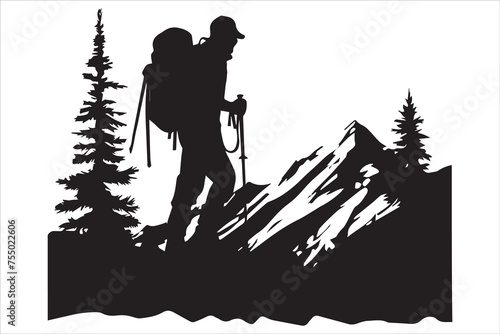 hiker silhouette vector illustration