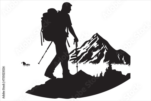 hiker silhouette vector illustration