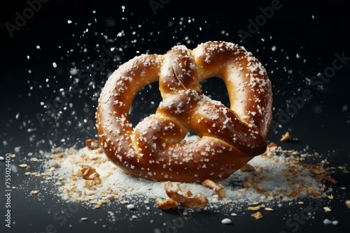 Yummy Soft baked pretzel with salt. Twisted traditional Bavarian bakery doughy bread. Generate ai