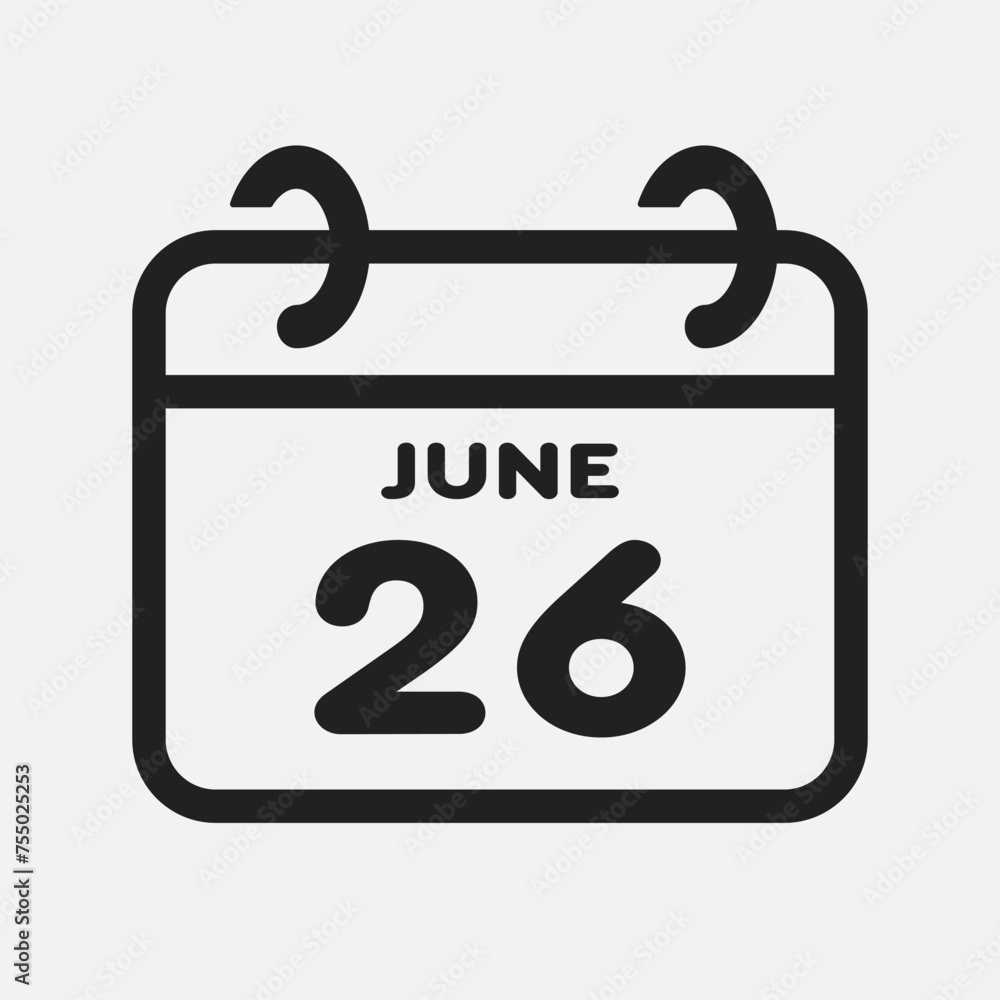 Icon page calendar day - 26 June Icon page calendar day - 26 June
