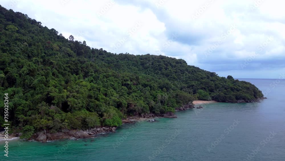 unexplored tropical island beach paradise. Unbelievable aerial view flight drone unexplored tropical island beach paradise. Unbelievable aerial view flight drone
