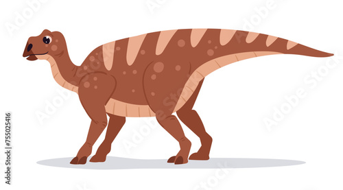 Cartoon iguanodon. Jurassic dinosaur, cute ornithopod dino, ancient reptile flat vector illustration. Iguanodon dinosaur on white