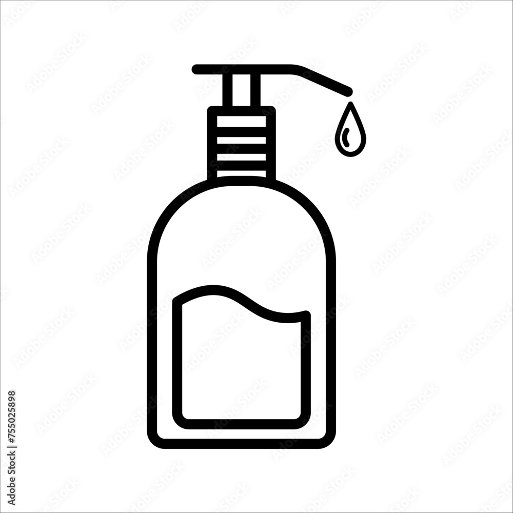 Liquid soap bottle with drop glyph icon. Silhouette symbol. Shower gel. Negative space. Vector isolated illustration Liquid soap bottle with drop glyph icon. Silhouette symbol. Shower gel. Negative space. Vector isolated illustration