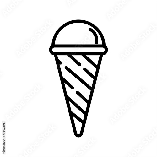 Ice cream cone icon isolated. Modern sweet vanilla desert sign. Trendy vector chocolate cram symbol for web site design, button to mobile app. Logo ice cream illustration.