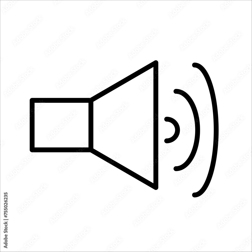 Audio speaker volume or music speaker volume on flat vector icon for apps and websites