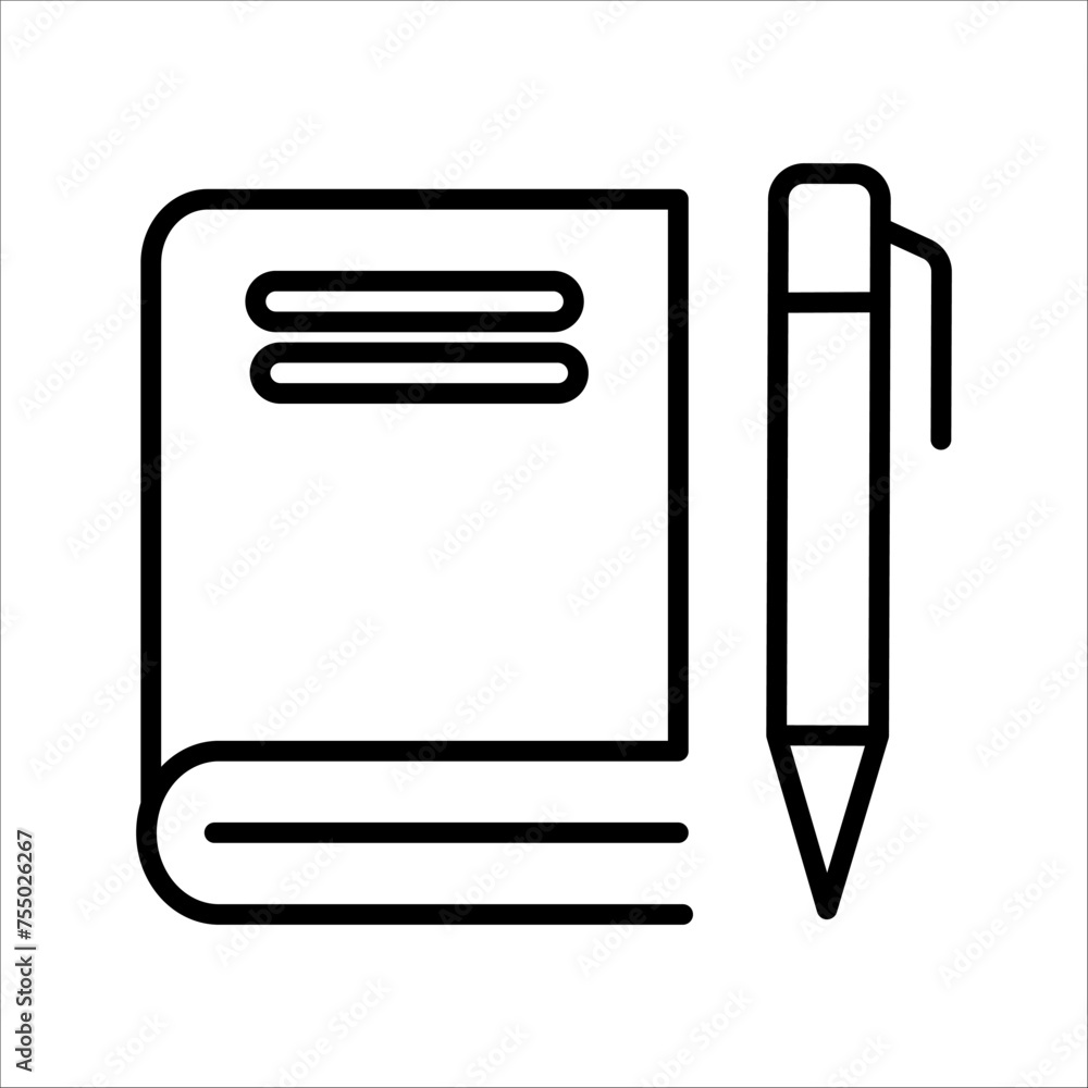 Learning vector icon, book and pen symbol. Modern and simple flat vector illustration for website or mobile application Learning vector icon, book and pen symbol. Modern and simple flat vector illustration for website or mobile application