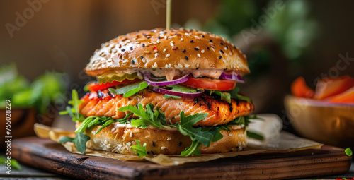 Delicious Salmon Fish Burge...
