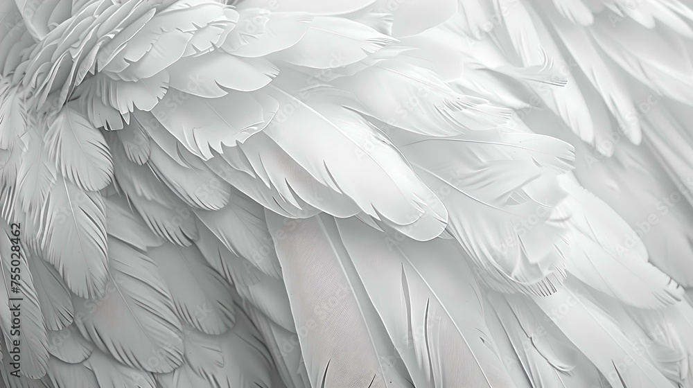 Close-up of white feathers texture. softness and purity concept. monochromatic and detailed. perfect for background use in various designs. AI Close-up of white feathers texture. softness and purity concept. monochromatic and detailed. perfect for background use in various designs. AI