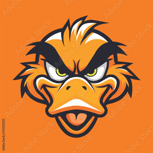 Angry Duck Sports Mascot logo vector illustration with isolated background
