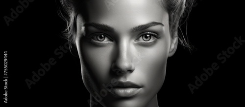 Elegant Lady with Flowing H...