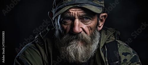 Bearded Man in Vintage Hat ...