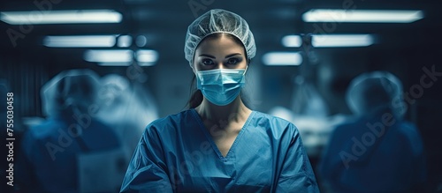 Serious Female Surgeon in Protective Gear Ready for Medical Procedure