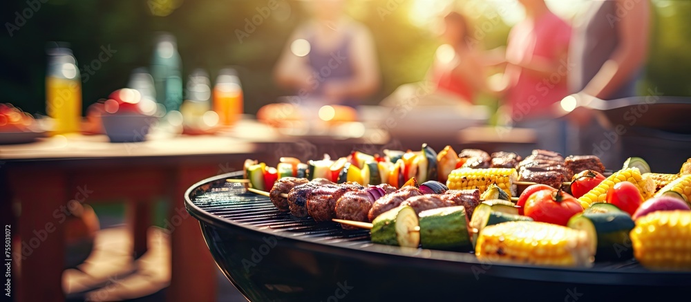 Delicious BBQ Feast with an Array of Grilled Food on the Hot Grill
