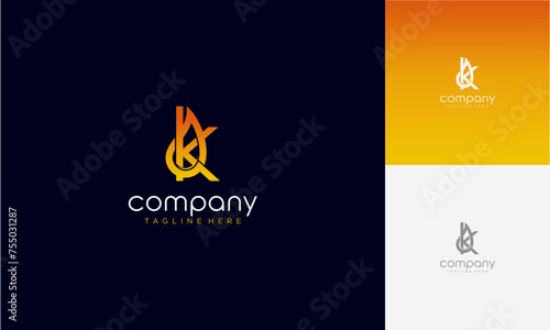Initial Letter k lowercase gradient colours with Oil and gas logo design letter with oil drop vector logo inside