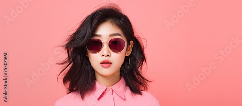 Stylish Woman in Pink Shirt...
