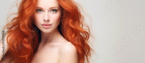 Enigmatic Beauty: A Woman with Fiery Red Hair and Mesmerizing Green Eyes