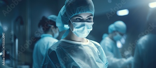 Diligent Female Surgeon Ready for Operation in Operating Room with Protective Apparel