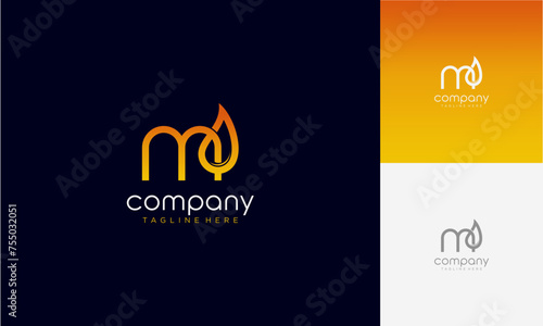 Initial Letter m lowercase gradient colours with Oil and gas logo design letter with oil drop vector logo inside