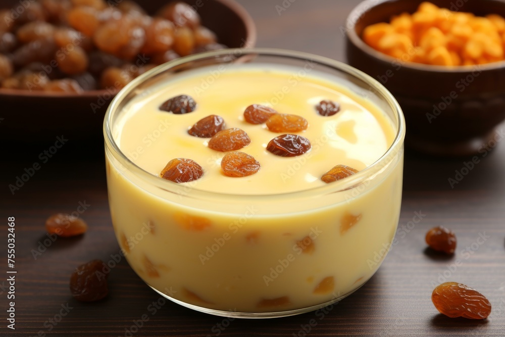 Indulgent Pudding custard dessert food. Syrup jelly. Generate ai Indulgent Pudding custard dessert food. Syrup jelly. Generate ai
