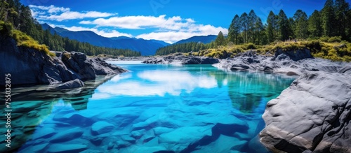 Tranquil Flowing River with...