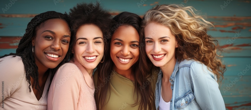 Joyful Multiethnic Women Smiling Together in a Happy Friendship Gathering Joyful Multiethnic Women Smiling Together in a Happy Friendship Gathering