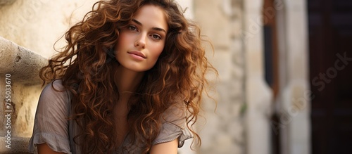 Gorgeous Woman with Flowing...