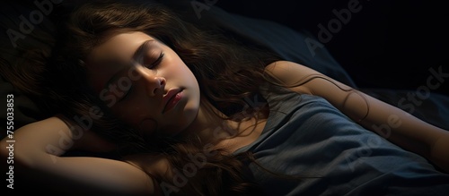 Serene Woman Relaxes on Bed...