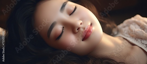 Dreamy Woman Relaxing on Co...