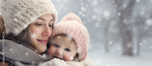 Joyful Mother Embracing Her...