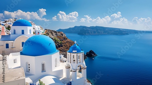 Blue and White Church on Cliff by the Ocean