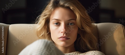 Serene woman relaxing on a ...