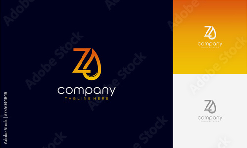 Initial Letter z lowercase gradient colours with Oil and gas logo design letter with oil drop vector logo inside