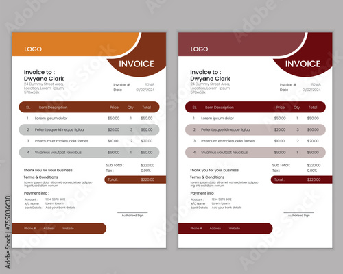 Abstract traditional style minimal invoice template