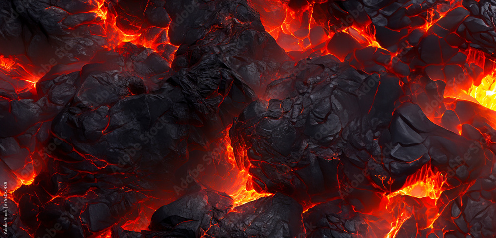 Apocalyptic Volcanic Scene: Molten Rock and Fiery Sky | Crafted with Generative AI