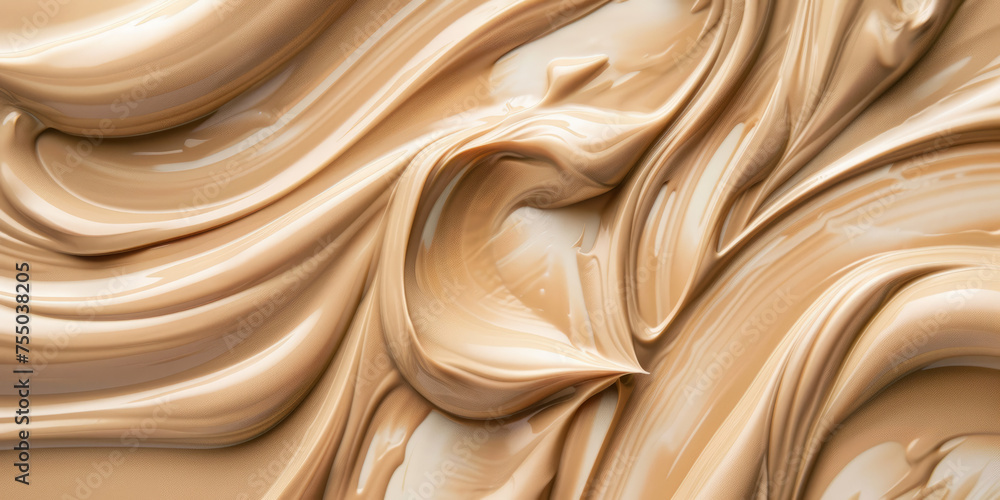 Fluid brown chocolate creating a wavy, sensual pattern, hinting at indulgence and taste