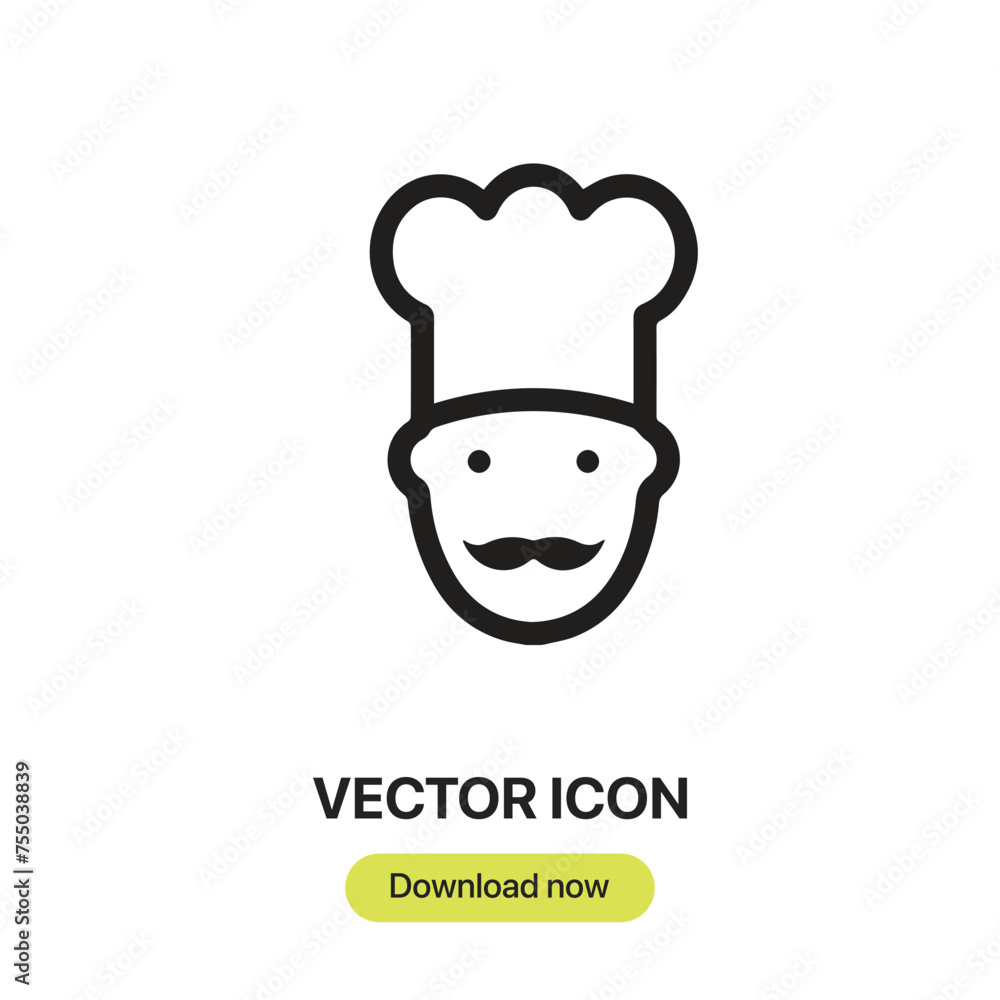 Chef icon vector. Linear-style sign for mobile concept and web design. Chef symbol illustration. Pixel vector graphics - Vector. Chef icon vector. Linear-style sign for mobile concept and web design. Chef symbol illustration. Pixel vector graphics - Vector.