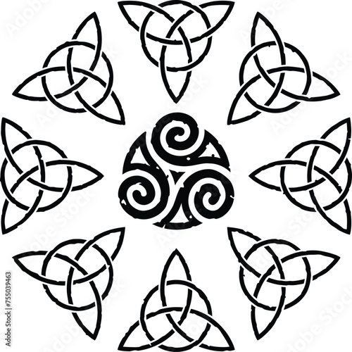 Grunge Celtic Spirals and Triquetras