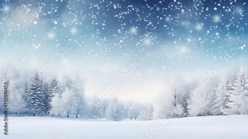 Sparkling Snowfall in Mystical Winter Forest