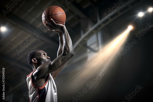 A basketball player shooting the ball, March madness concept  © Lalin T