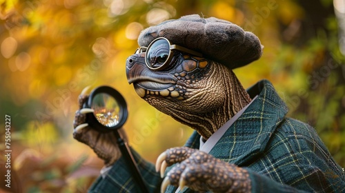 Turtle dressed as Sherlock Holmes photo