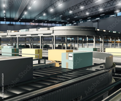 Production line with boxes....