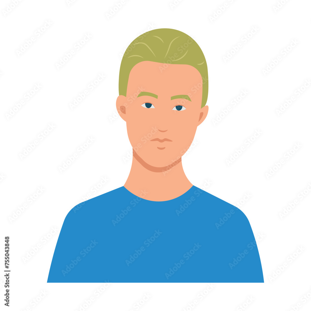 An indifferent man. Flat illustration. Resentment, closed young man, depression. An indifferent man. Flat illustration. Resentment, closed young man, depression.