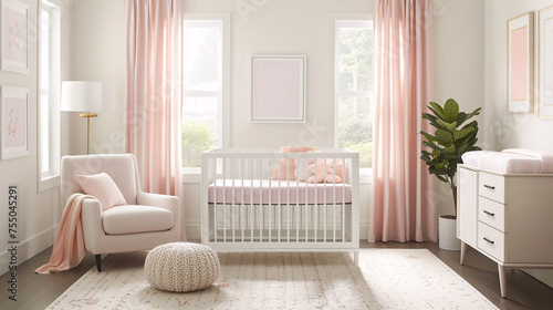 A warm and minimalist welcoming pink nursery designed for baby  newborn bedroom