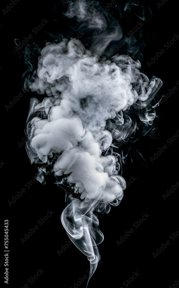 Full frame of white smoke cloud floating on the ground on a black background. Full frame of white smoke cloud floating on the ground on a black background.