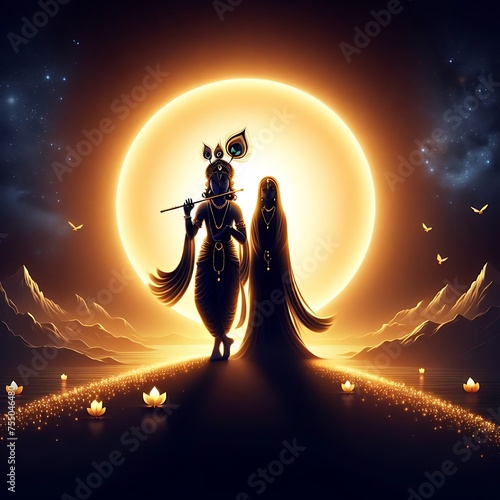 Lord Krishna and Radha Rani Silhoutte