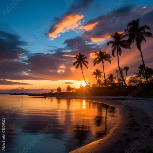 Tropical sunset by the sea