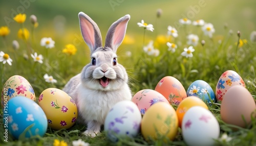 Easter Bunny With A Surprised Cheerful Expression