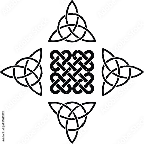 Grunge Celtic Knot and Triquetras
