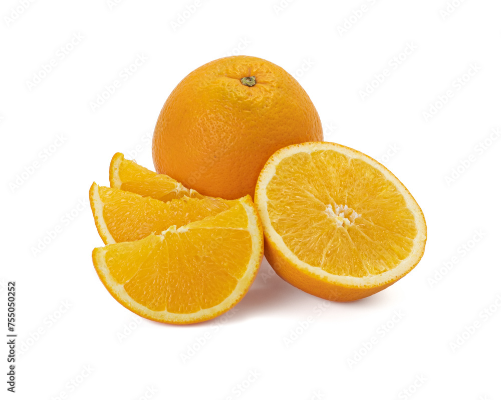 Ripe orange isolated on white background Clipping Path