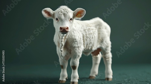 Ethereal Beauty  A Majestic White Calf in Soft Lighting